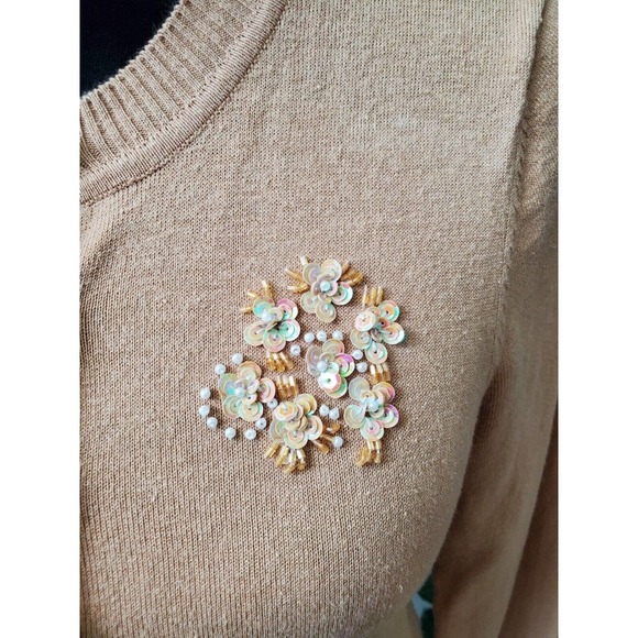 Eyeshadow Women Cream Ramie Long Sleeve Buttons Front Casual Cardigan Sweater M - Picture 3 of 8